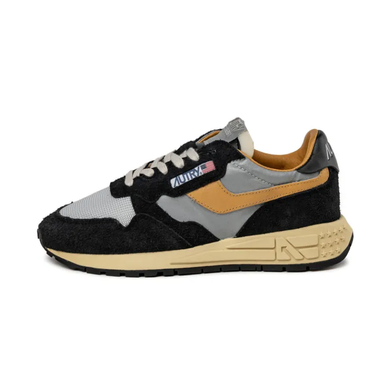 Leder Sneaker*Autry Reelwind Low W *Reflective Leather* Crb / Silver / Org
