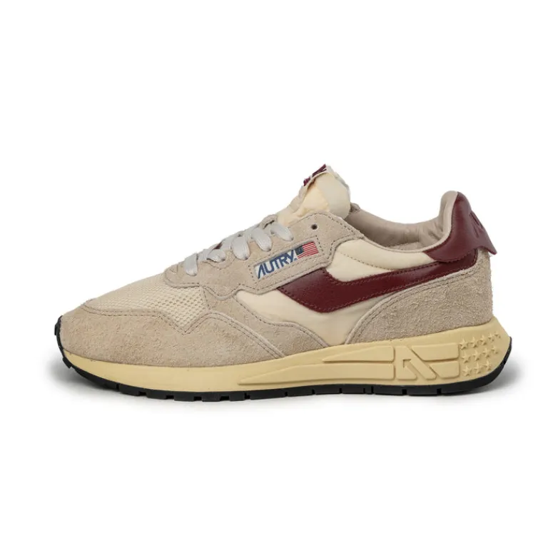 Leder Sneaker|Retro Runner*Autry Reelwind Low W *Suede / Net* Ecru / Ruby Wine