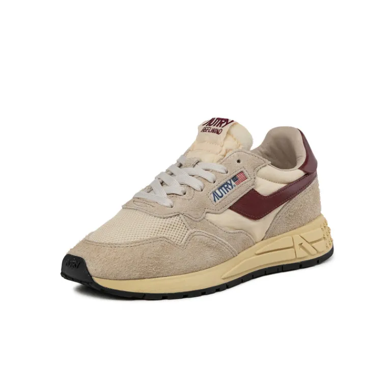 Leder Sneaker|Retro Runner*Autry Reelwind Low W *Suede / Net* Ecru / Ruby Wine