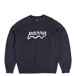 Crewnecks*By Parra Water Wave Logo Crew Neck Sweatshirt Navy Blue