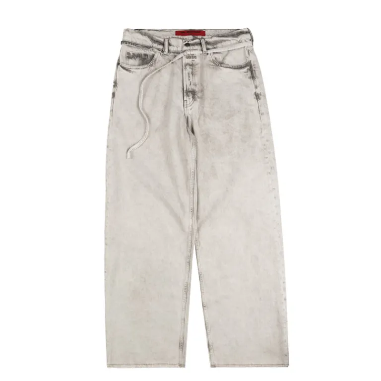 Hosen*032c 'Down To Earth' Wide Leg Jeans Washed Grey / White