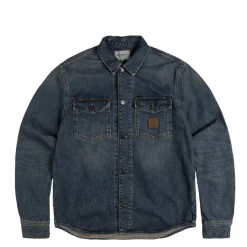Jacken*Carhartt WIP Lincoln Shirt Jacket Blue Worn Used Wash