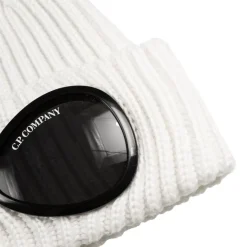 Beanies*C.P. Company Extra Fine Merino Wool Knit Goggle Beanie Gauze White