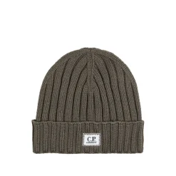 Beanies*C.P. Company Extra Fine Merino Wool Knit Logo Beanie Walnut