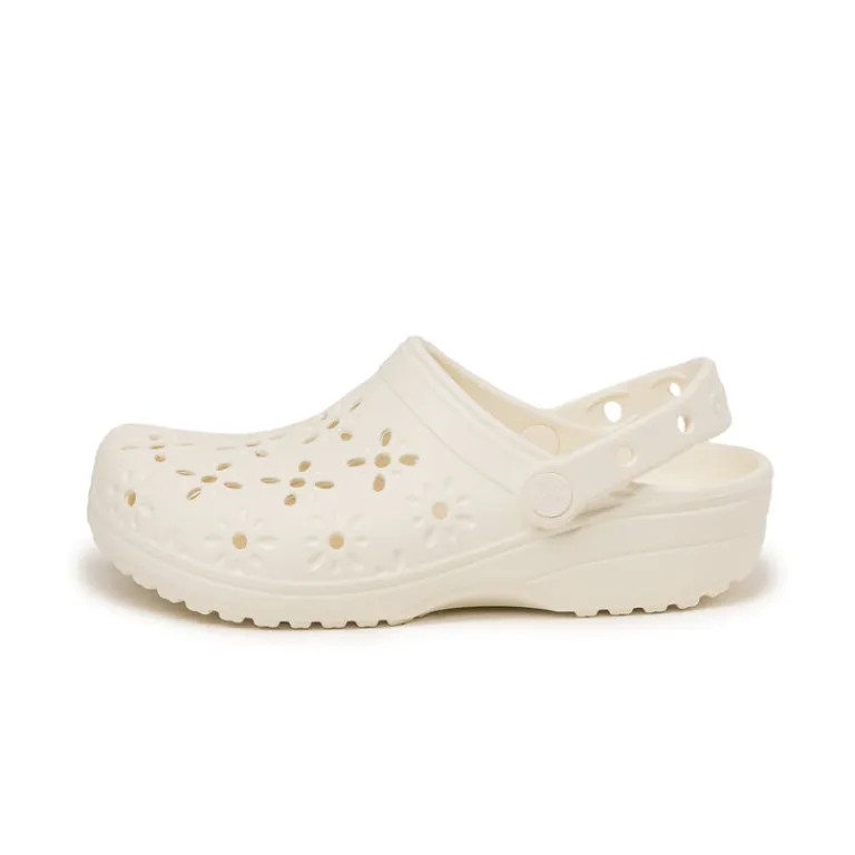 Vegane Sneaker|Mules & Slides*Crocs Classic Clog *Floral Cutout* Chalk