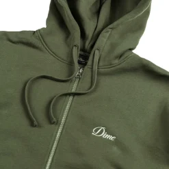 Hoodies*Dime Cursive Zip Hoodie Dark Olive
