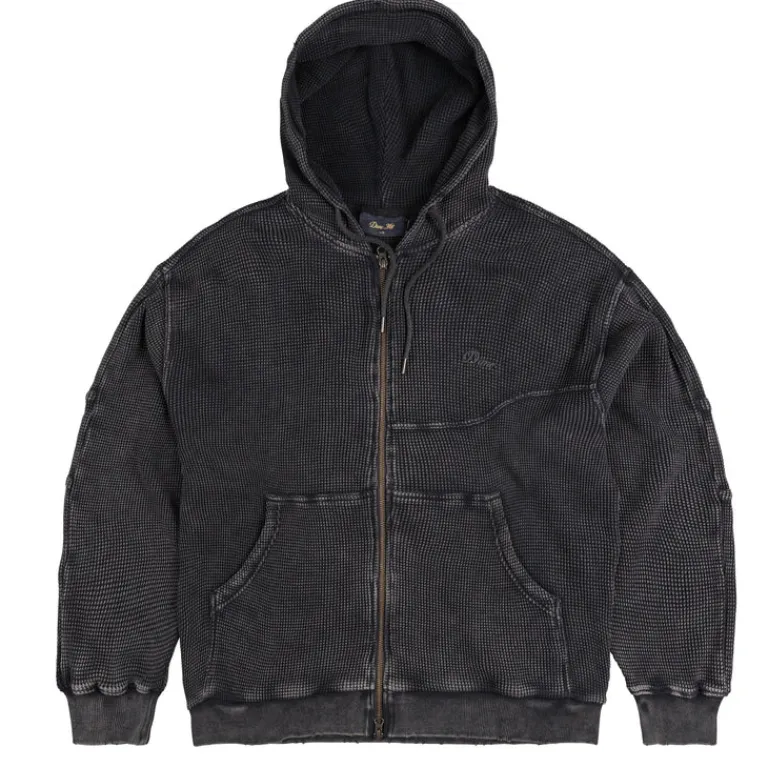 Hoodies*Dime Premium Waffle Zip Hoodie Faded Black