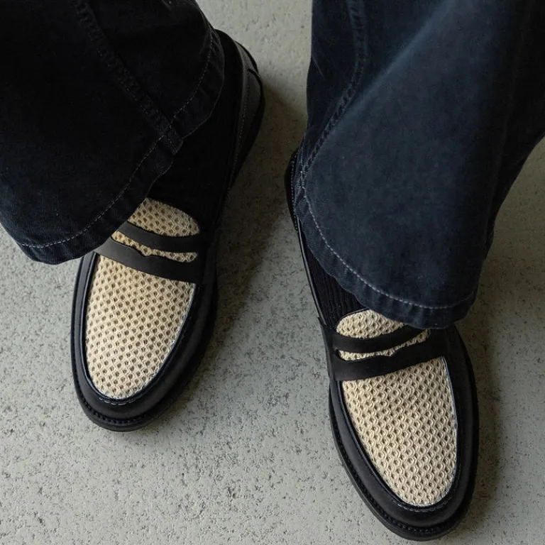 Leder Sneaker|Loafer*Duke + Dexter Wilde Rattan Loafer Black / White