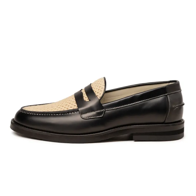 Leder Sneaker|Loafer*Duke + Dexter Wilde Rattan Loafer Black / White