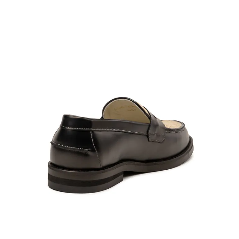 Leder Sneaker|Loafer*Duke + Dexter Wilde Rattan Loafer Black / White
