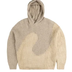 Knitwear*ERL Silk Swirl Knit Hoodie Grey
