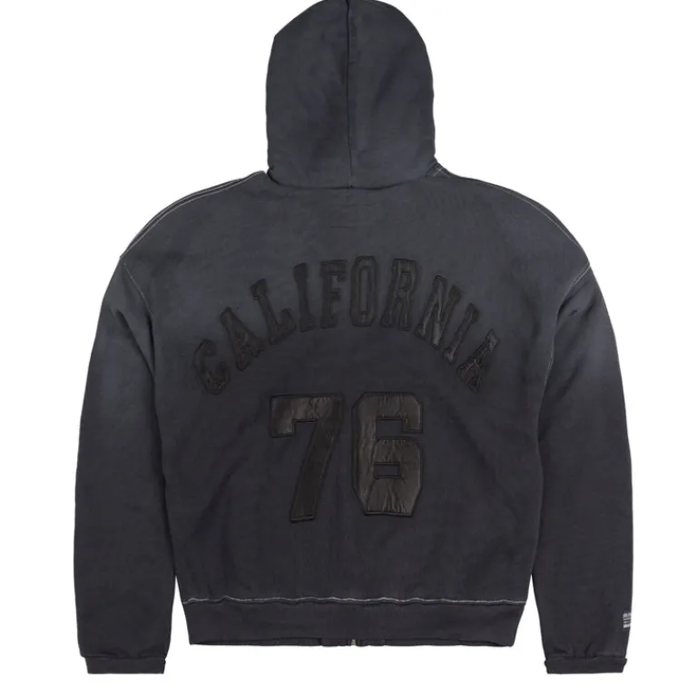 Hoodies*ERL Varisity Oversized Zip-Up Hoodie Black