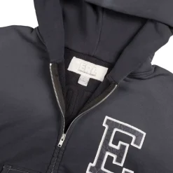 Hoodies*ERL Varisity Oversized Zip-Up Hoodie Black