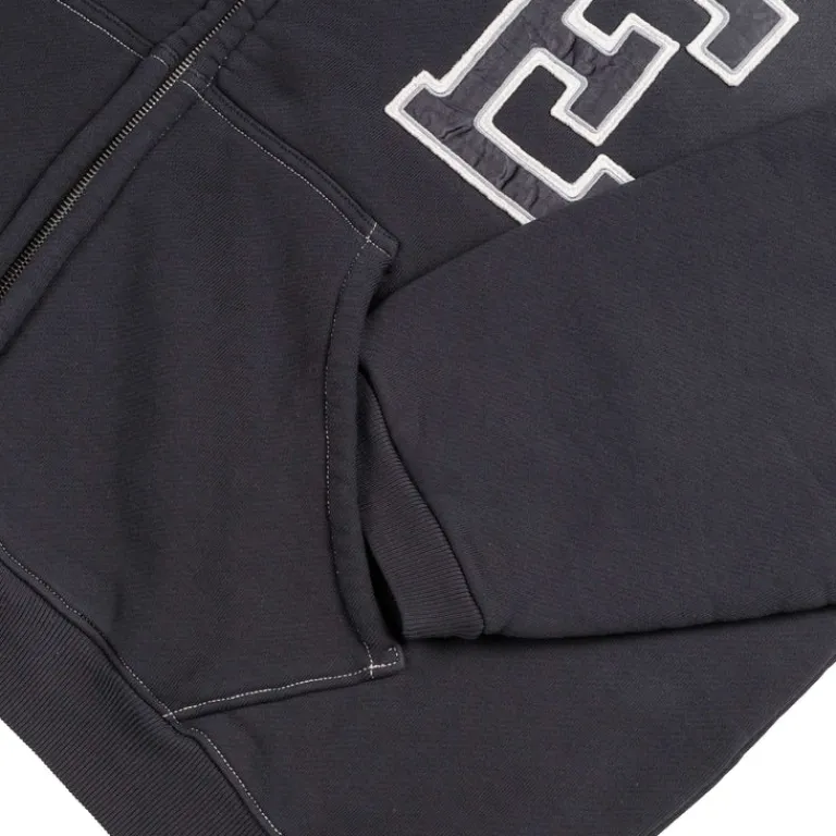 Hoodies*ERL Varisity Oversized Zip-Up Hoodie Black