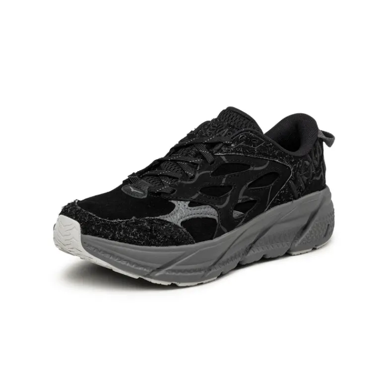 Leder Sneaker*HOKA Clifton L Suede TP Black / Satellite Grey