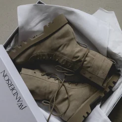 Leder Sneaker|High-Top Sneaker*JW Anderson Combat Leather Boots Taupe