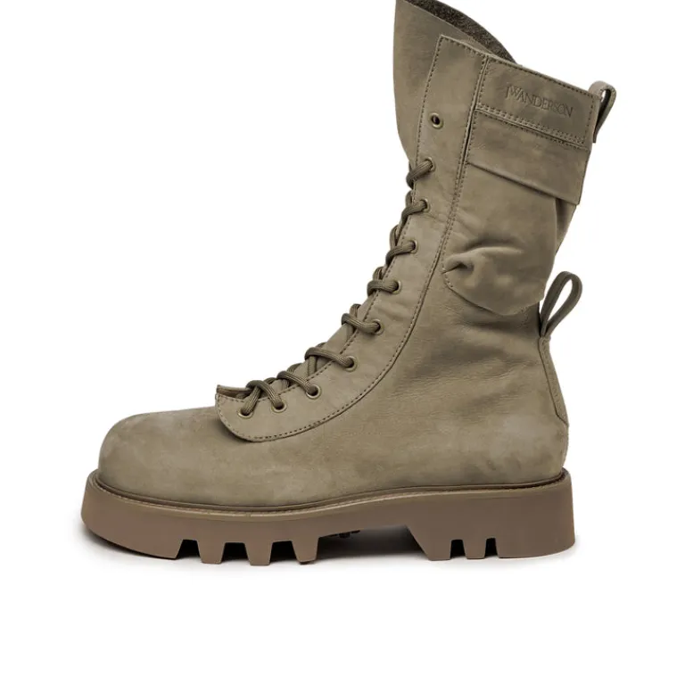 Leder Sneaker|High-Top Sneaker*JW Anderson Combat Leather Boots Taupe
