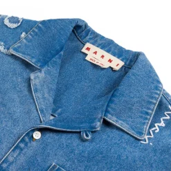 Hemden*Marni Bowling Shirt With Dillies Patch Details Cobalt