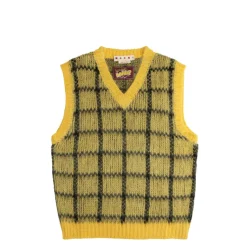 Knitwear*Marni Brushed Check Fuzzy Wuzzy Sleeveless Jumper Maize