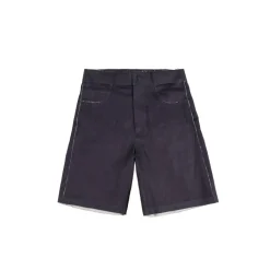 Shorts*Marni Deep Blue Stretch Denim Trompe L'oeil Bermuda-Short Blublack