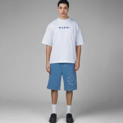 T-Shirts*Marni Printed Stripes Logo T-Shirt Lily White