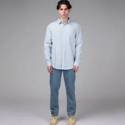 Hemden*Metalwood Court Shirt Blue / White Stripe