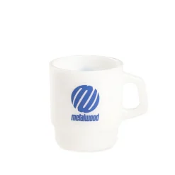 Geschirr*Metalwood Metal Logo Milk Glass Mug White