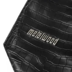 Taschen*Metalwood Metal Logo Stud Croc Tote Black