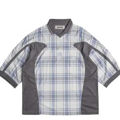 T-Shirts*Metalwood Paneled 3/4 Sleeve Polo Ice