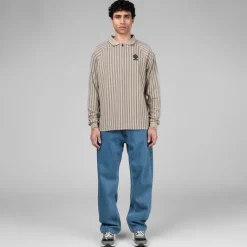 T-Shirts*Metalwood Ribbed LS Polo Tan