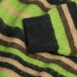 Knitwear|Crewnecks*Metalwood Striped Mohair Knit Sweater Dark Green