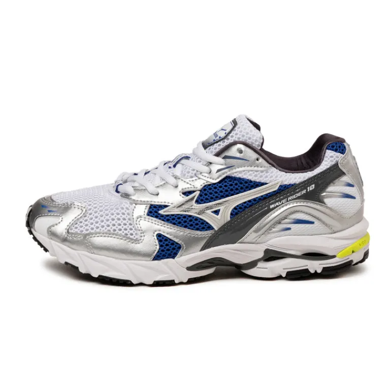 Leder Sneaker|Weiße Sneaker*Mizuno Wave Rider 10 Sport White / Silver / Surf the Web