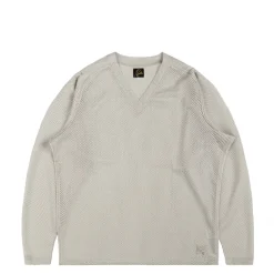 T-Shirts*Needles L/S V-Neck Tee - Raschel Lace Light Grey