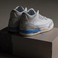 Leder Sneaker|High-Top Sneaker*Jordan Nike Air 3 Retro *Lucky Shorts* *GS* Summit White / Hdydrogen Blue / Legend Blue