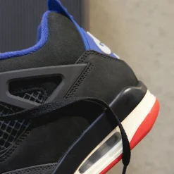 High-Top Sneaker|Leder Sneaker*Jordan Nike Air 4 Retro *Rare Air* Black / Fire Red / Deep Royal Blue