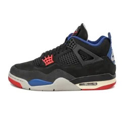 High-Top Sneaker|Leder Sneaker*Jordan Nike Air 4 Retro *Rare Air* Black / Fire Red / Deep Royal Blue