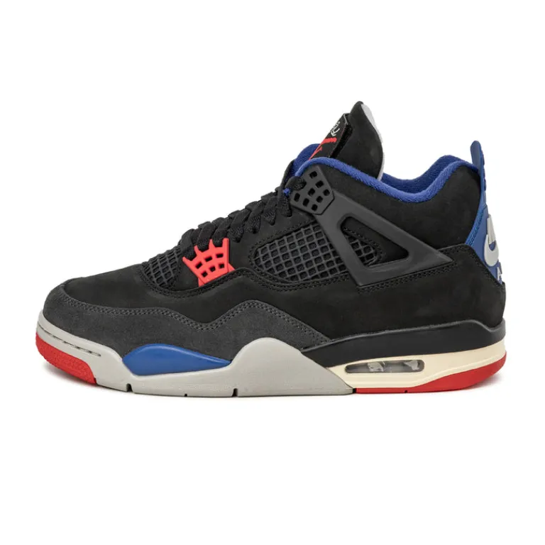 High-Top Sneaker|Leder Sneaker*Jordan Nike Air 4 Retro *Rare Air* Black / Fire Red / Deep Royal Blue