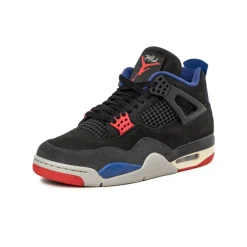 High-Top Sneaker|Leder Sneaker*Jordan Nike Air 4 Retro *Rare Air* Black / Fire Red / Deep Royal Blue