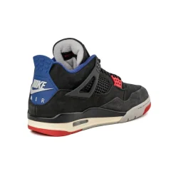 High-Top Sneaker|Leder Sneaker*Jordan Nike Air 4 Retro *Rare Air* Black / Fire Red / Deep Royal Blue