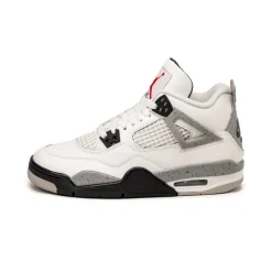 High-Top Sneaker|Leder Sneaker*Jordan Nike Air 4 Retro *White Cement* *GS* Summit White / Fire Red / Tech Grey / Black
