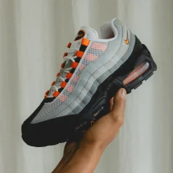 Leder Sneaker|Retro Runner*Nike Air Max 95 *Big Bubble* Black / Bright Mandarin / Clear Grey