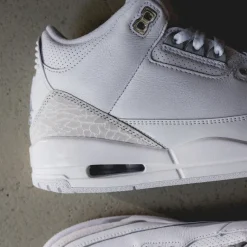 High-Top Sneaker|Leder Sneaker*Jordan NikeAir 3 Retro *Pure Money* White / Metallic Silver / White