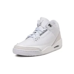 High-Top Sneaker|Leder Sneaker*Jordan NikeAir 3 Retro *Pure Money* White / Metallic Silver / White