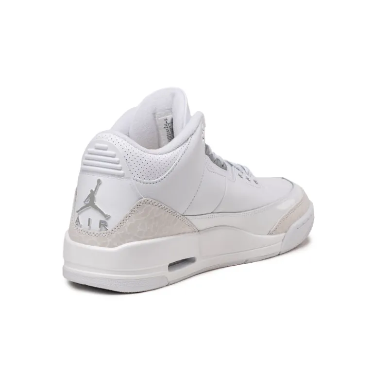 High-Top Sneaker|Leder Sneaker*Jordan NikeAir 3 Retro *Pure Money* White / Metallic Silver / White