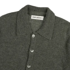 Crewnecks*Our Legacy Evening Polo Moss Green Fuzzy Alpaca