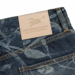 Hosen*Patta Leaves Laser Printed Denim Jeans Blue Denim