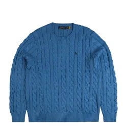 Knitwear|Crewnecks*Polo Ralph Lauren Cable-Knit Cotton Jumper Blue Orbit
