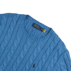 Knitwear|Crewnecks*Polo Ralph Lauren Cable-Knit Cotton Jumper Blue Orbit
