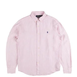 Hemden*Polo Ralph Lauren Custom Fit Striped Linen Shirt Pink / White