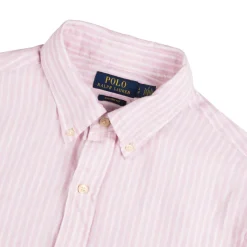 Hemden*Polo Ralph Lauren Custom Fit Striped Linen Shirt Pink / White